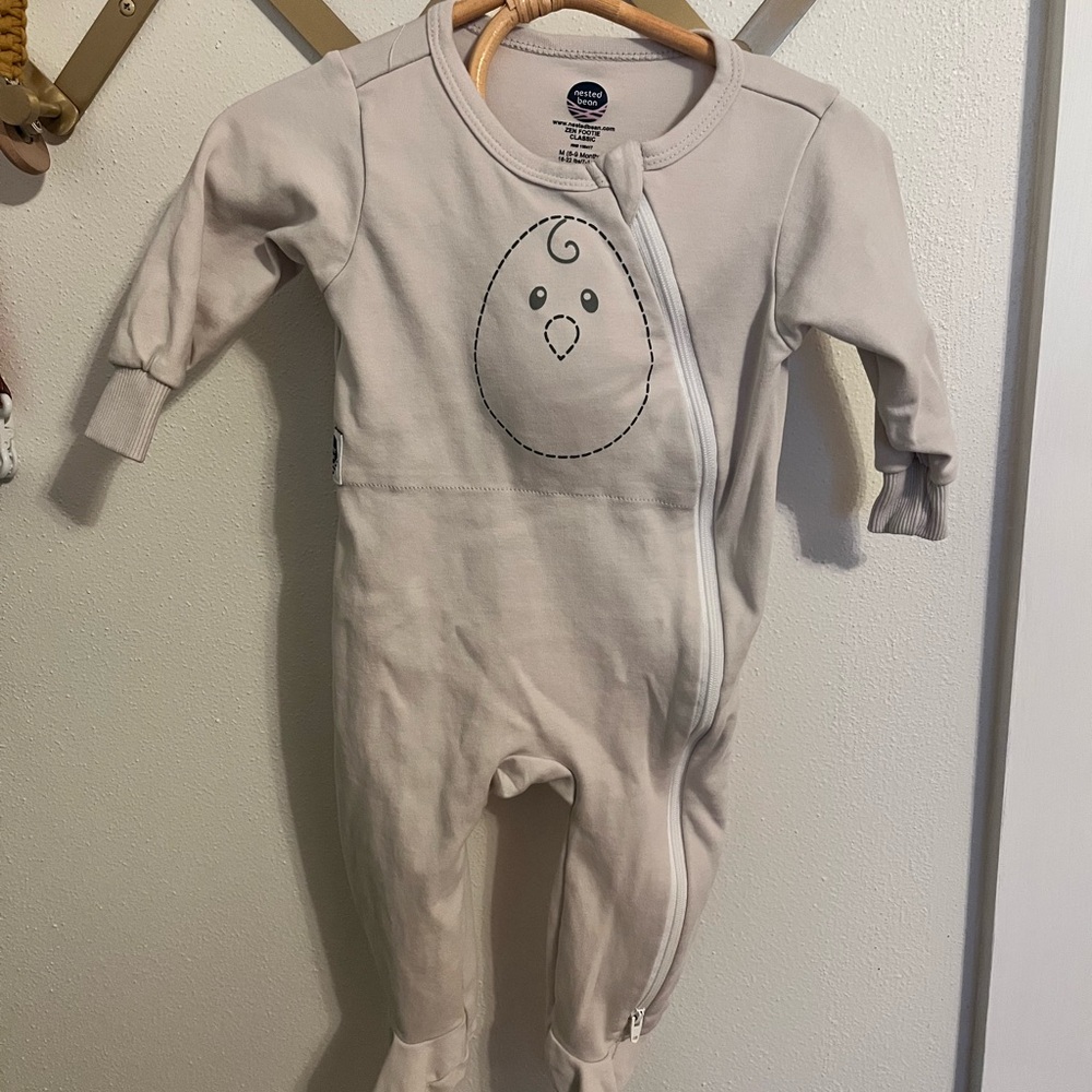 Nested Bean Weighted Beige Baby Footie with Chick Design